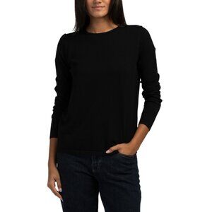 EDINBURGH KNITS Black Pima Cotton Blend Long Sleeve Crew Neck Sweater
